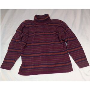 Jeanne Pierre Turtleneck Sweater Womens Large Purple Striped Lambswool Angora L